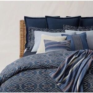 New Ralph Lauren Francois FULL/QUEEN Navy Blue Duvet Cover Southwestern $375